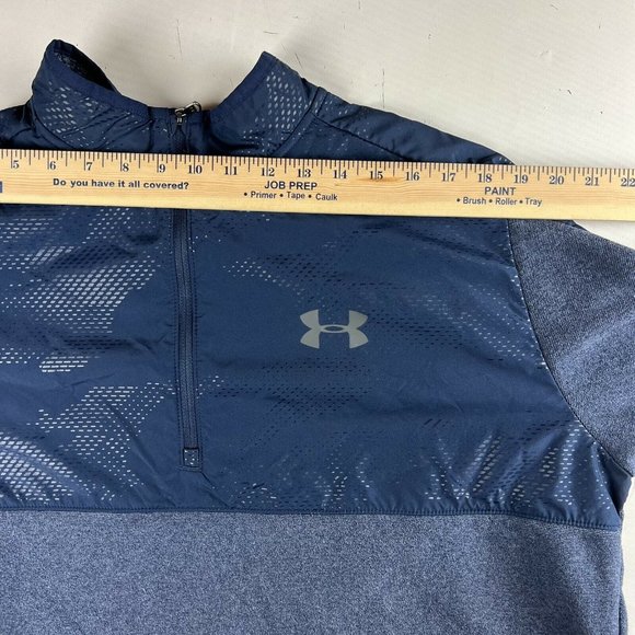 UNDER ARMOUR Size 2XL ColdGear Blue PULLOVER 1/4 Zip Fleece Lined Digi Camo - Picture 11 of 11